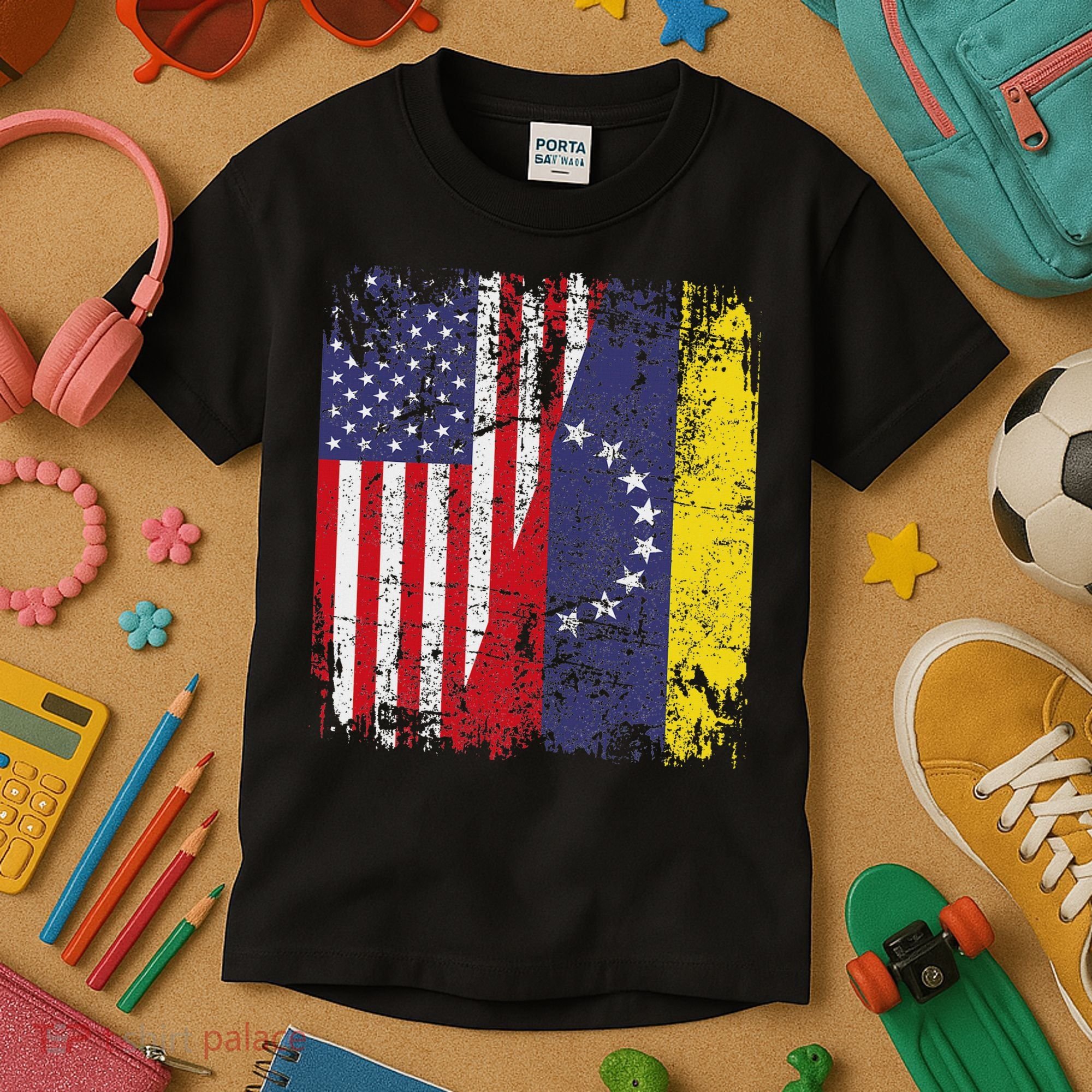 Venezuelan Roots Half American Flag Venezuela Kids T-Shirt