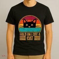 Vintage Retro Hold On I See A Cat Funny Cat Lovers Sayings T-Shirt thumb 3