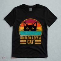 Vintage Retro Hold On I See A Cat Funny Cat Lovers Sayings T-Shirt thumb 5