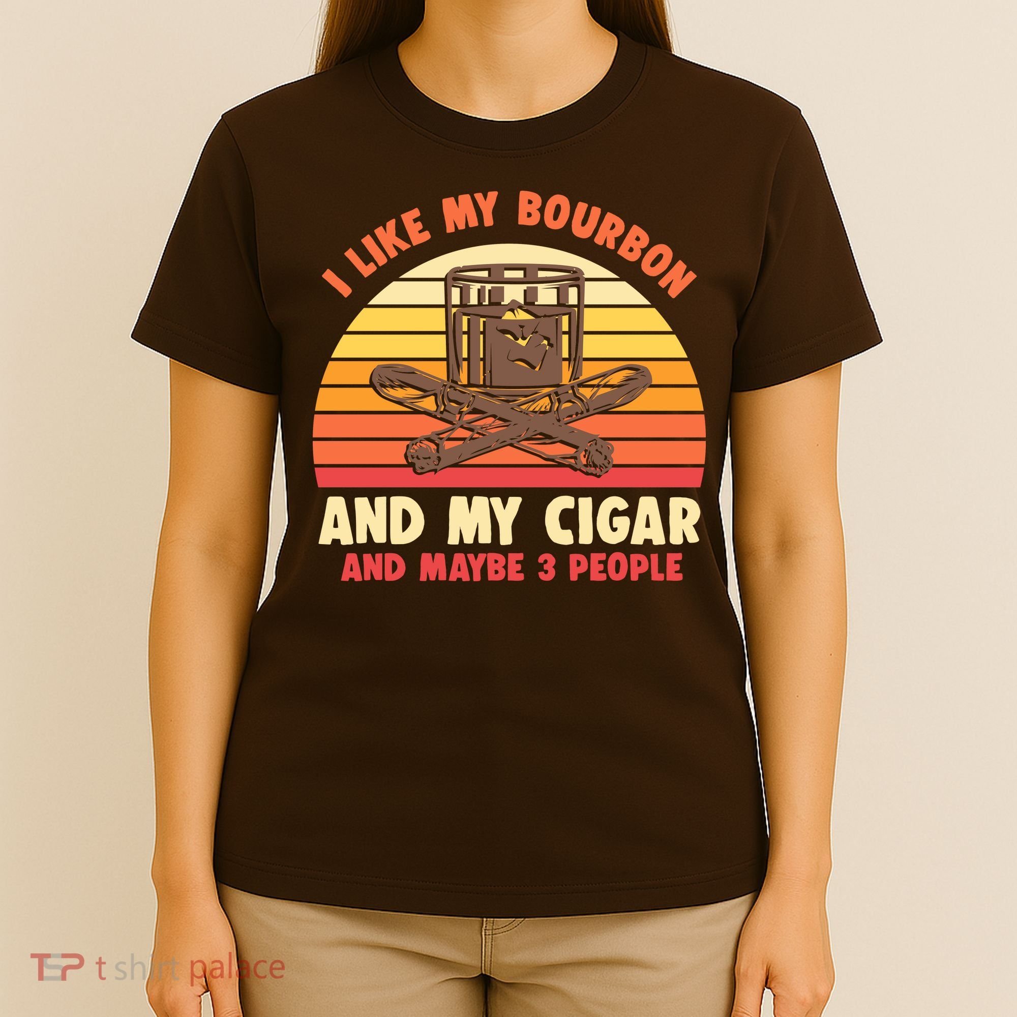 Vintage Retro I Like My Bourbon And My Cigars And Maybe 3 People T-Shirt