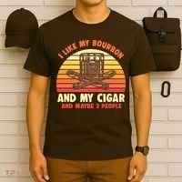 Vintage Retro I Like My Bourbon And My Cigars And Maybe 3 People T-Shirt thumb 6