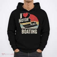 Vintage Retro I Love Motor Boating Funny Boater Hoodie thumb 0