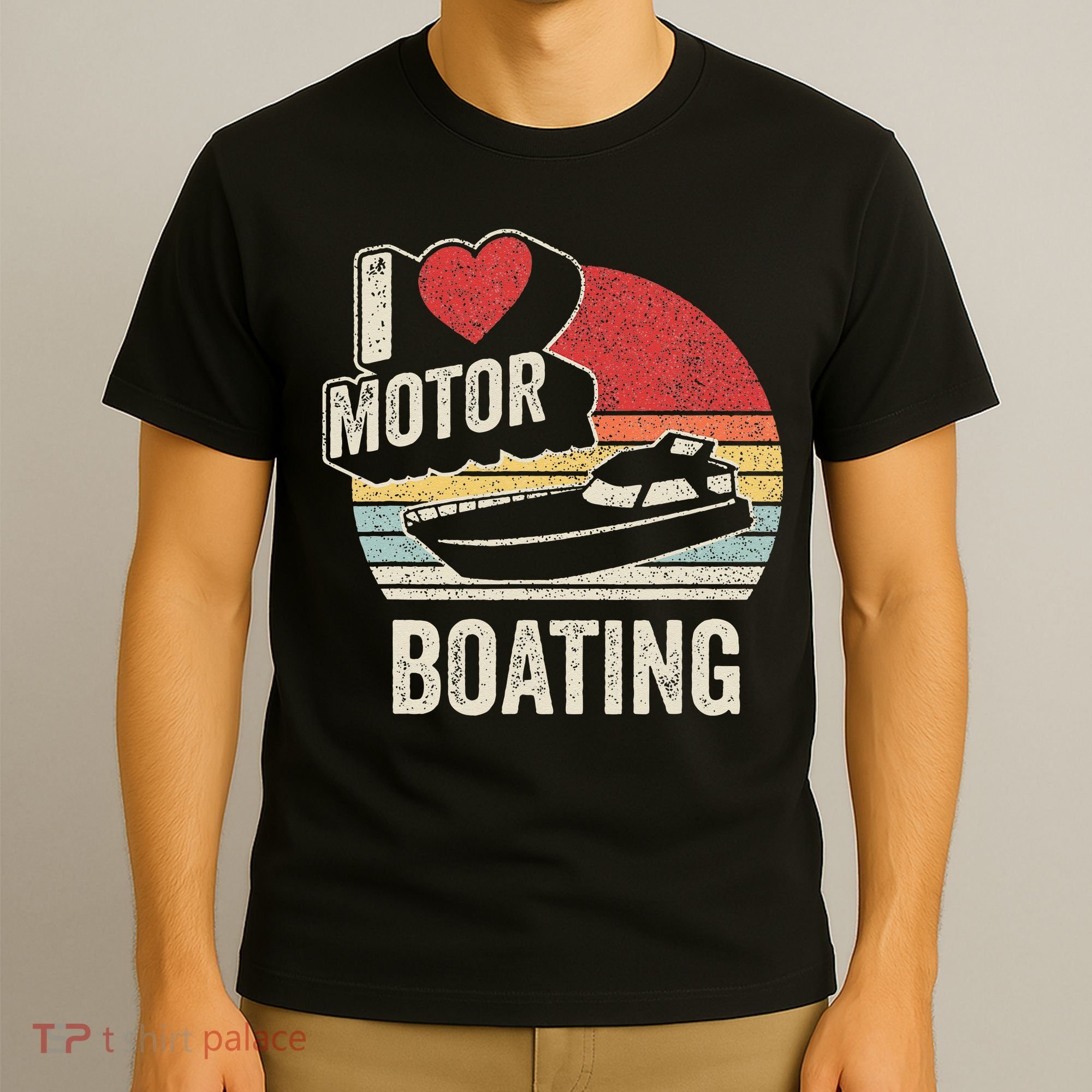 Vintage Retro I Love Motor Boating Funny Boater T-Shirt