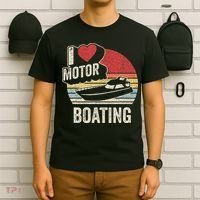 Vintage Retro I Love Motor Boating Funny Boater T-Shirt thumb 6