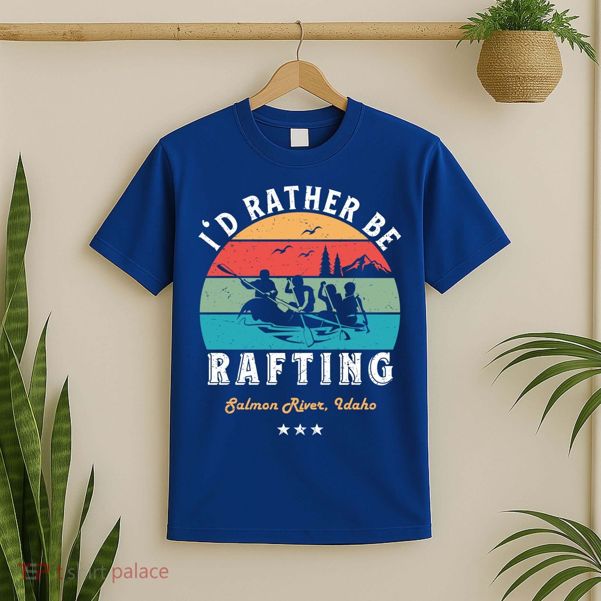 Vintage Retro I'd Rather Be Water Rafting Salmon River Idaho Gift T-Shirt