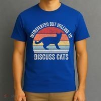Vintage Retro Introverted But Willing To Discuss Cats Cat Great Gift T-Shirt thumb 3