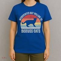 Vintage Retro Introverted But Willing To Discuss Cats Cat Great Gift T-Shirt thumb 4