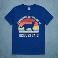 Vintage Retro Introverted But Willing To Discuss Cats Cat Great Gift T-Shirt thumb 5
