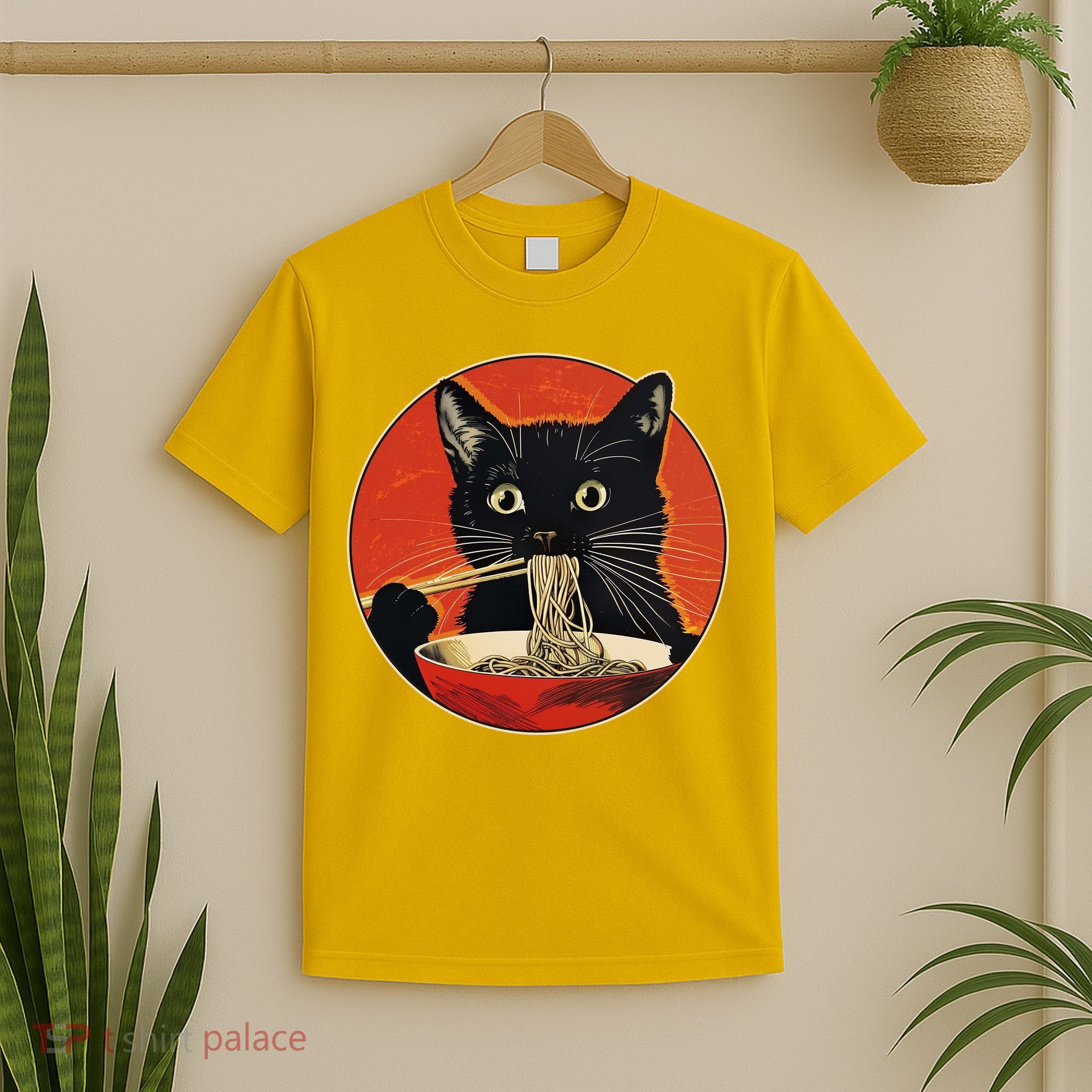 Vintage Retro Japanese Ramen Cat Neko T-Shirt