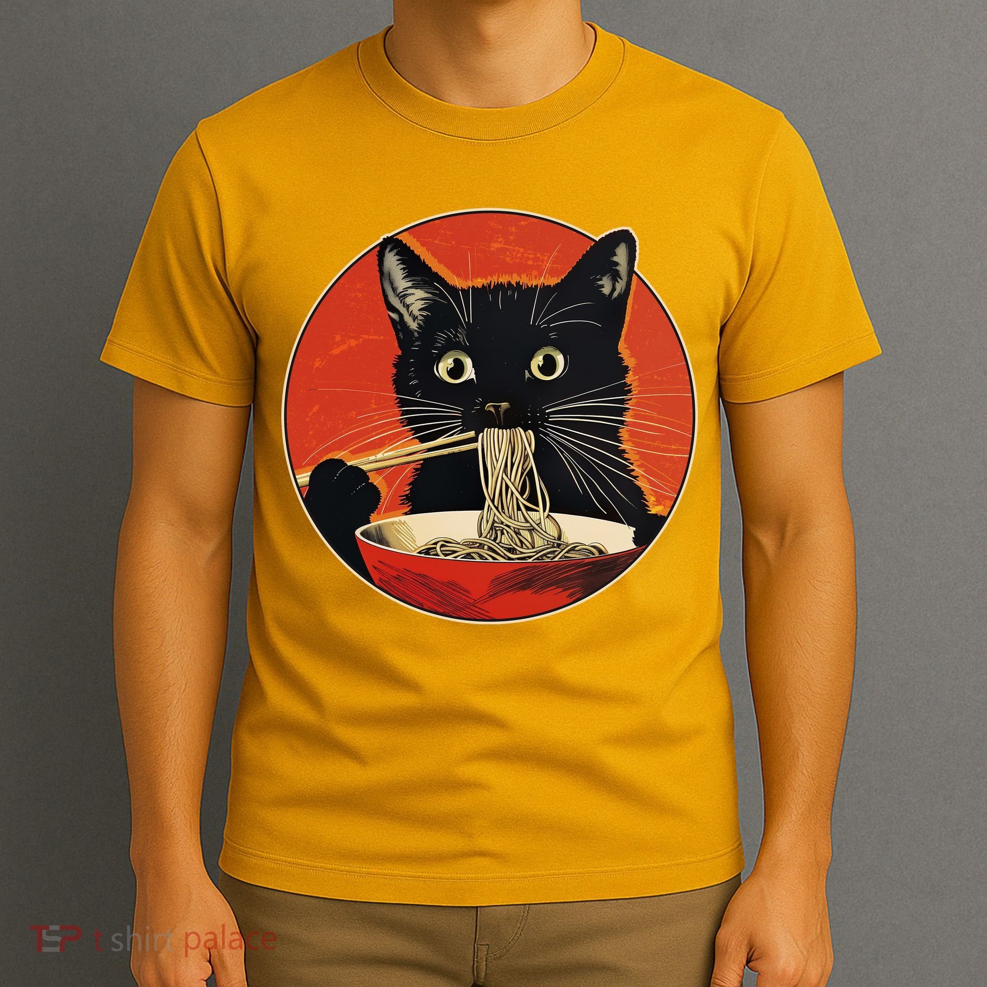 Vintage Retro Japanese Ramen Cat Neko T-Shirt