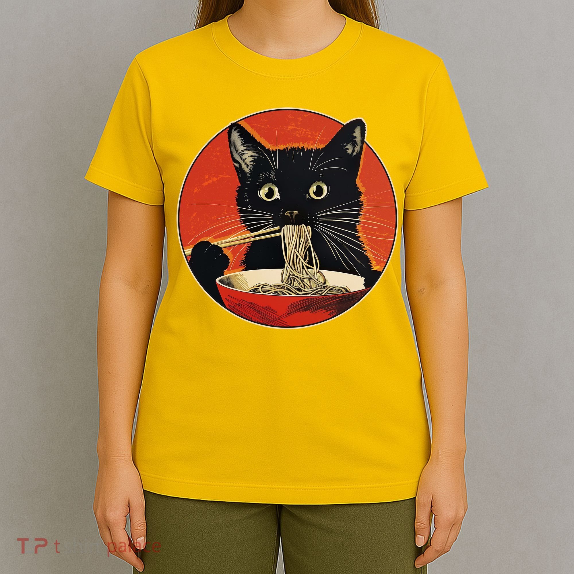 Vintage Retro Japanese Ramen Cat Neko T-Shirt