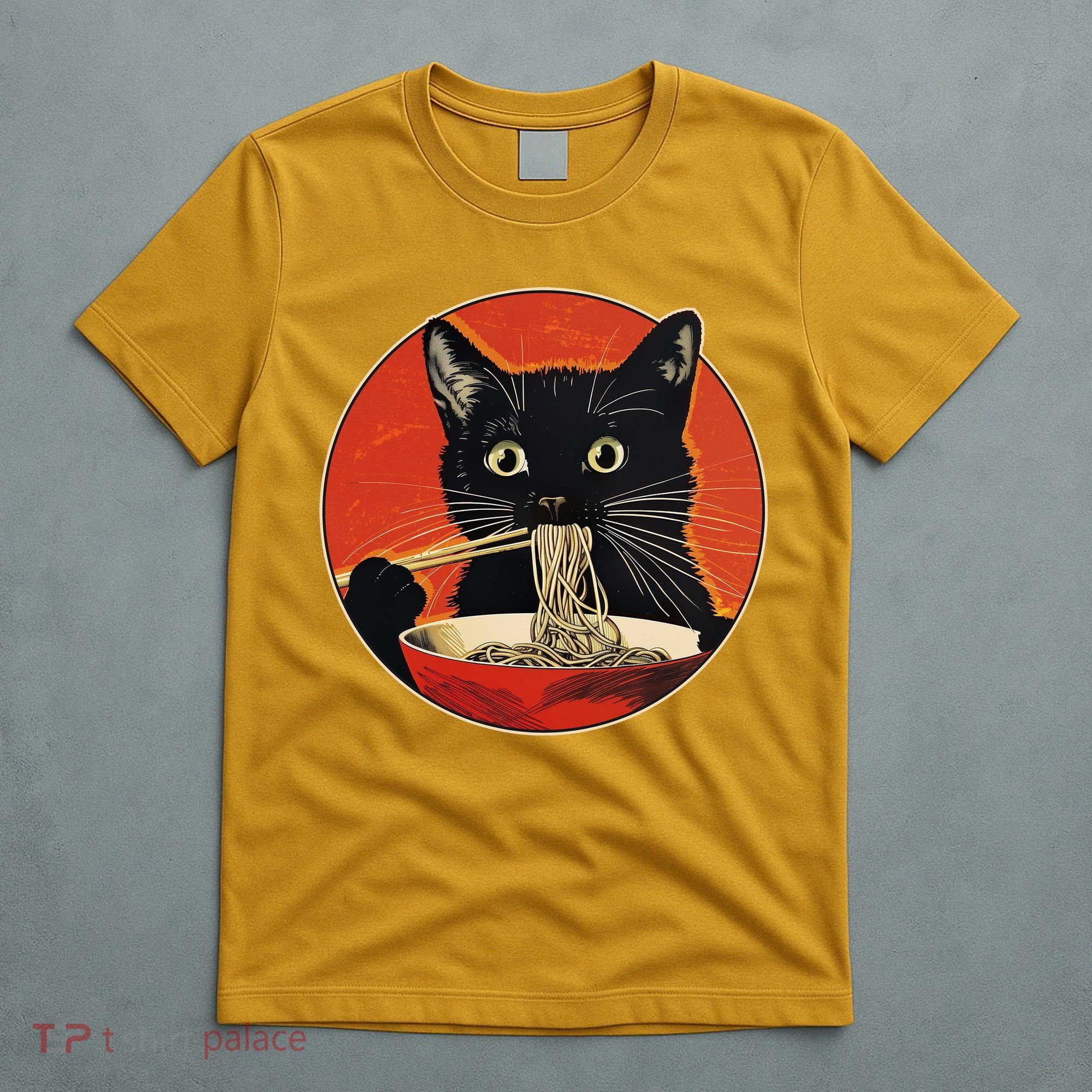 Vintage Retro Japanese Ramen Cat Neko T-Shirt