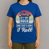 Vintage Retro Jesus Is My Rock And This Is How I Roll Gift T-Shirt thumb 4