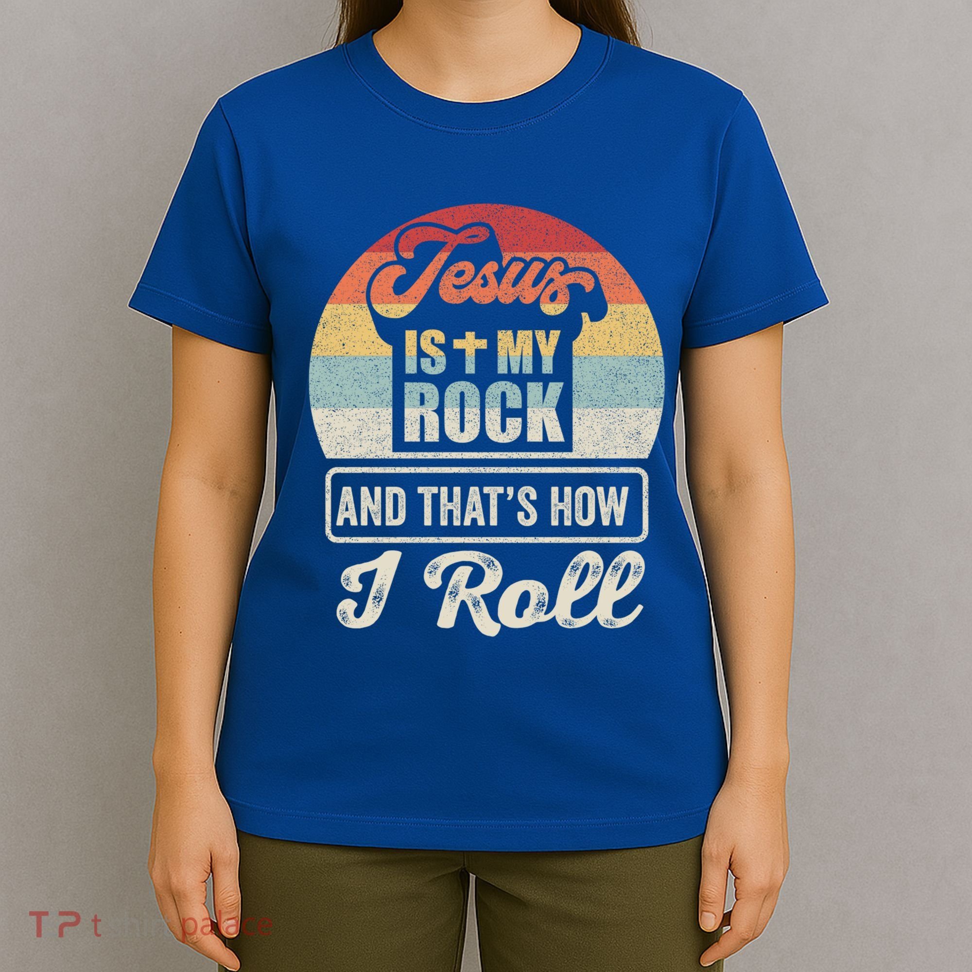 Vintage Retro Jesus Is My Rock And This Is How I Roll Gift T-Shirt