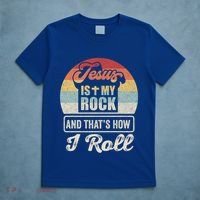 Vintage Retro Jesus Is My Rock And This Is How I Roll Gift T-Shirt thumb 5