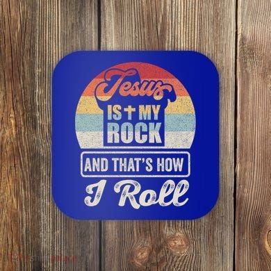 Vintage Retro Jesus Is My Rock And This Is How I Roll Gift Coaster