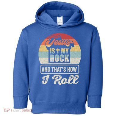Vintage Retro Jesus Is My Rock And This Is How I Roll Gift Toddler Hoodie