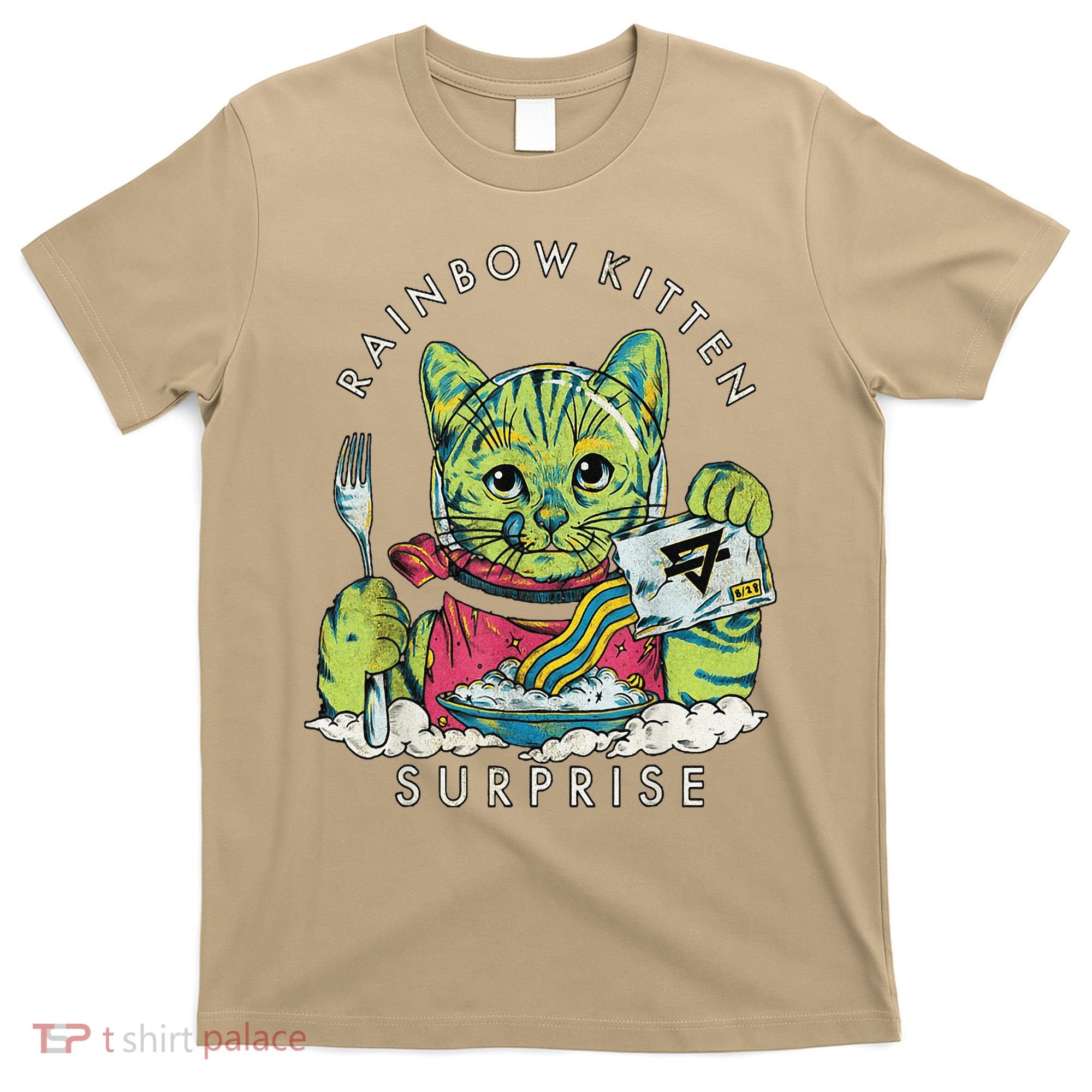 Vintage Rainbow Kitten Surprise Funny Cat Lover T-Shirt