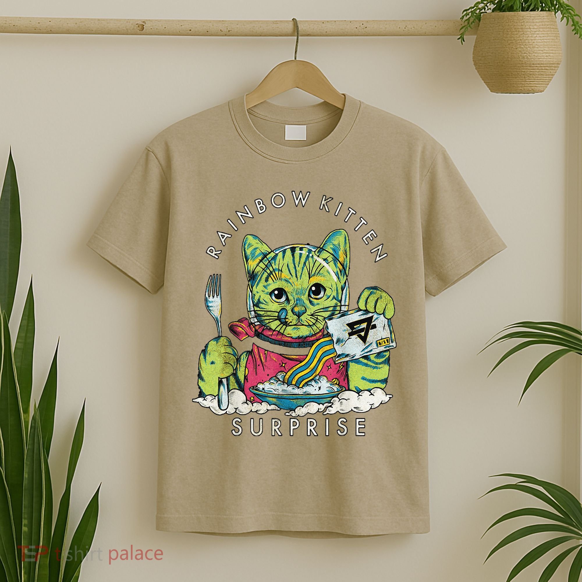 Vintage Rainbow Kitten Surprise Funny Cat Lover T-Shirt