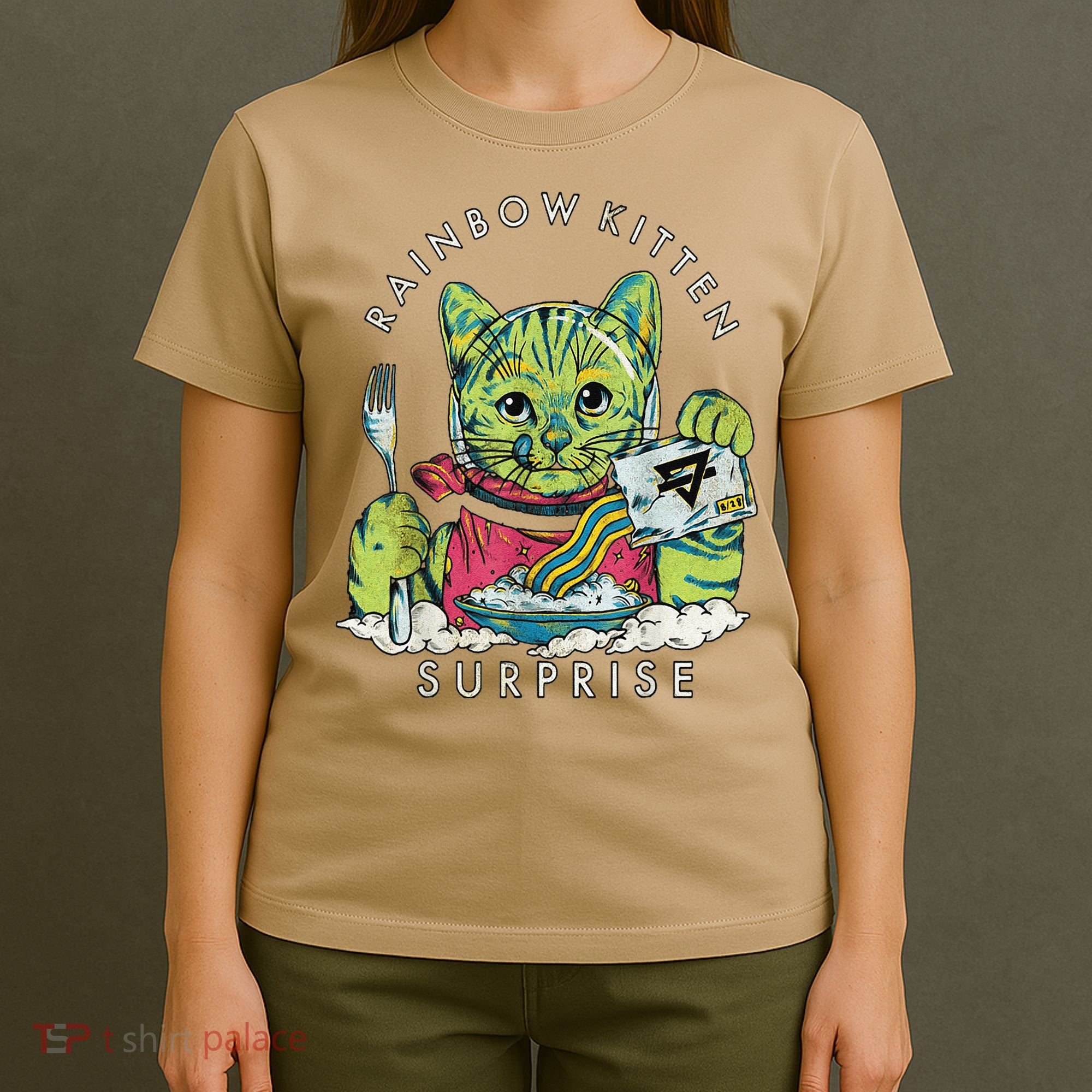 Vintage Rainbow Kitten Surprise Funny Cat Lover T-Shirt