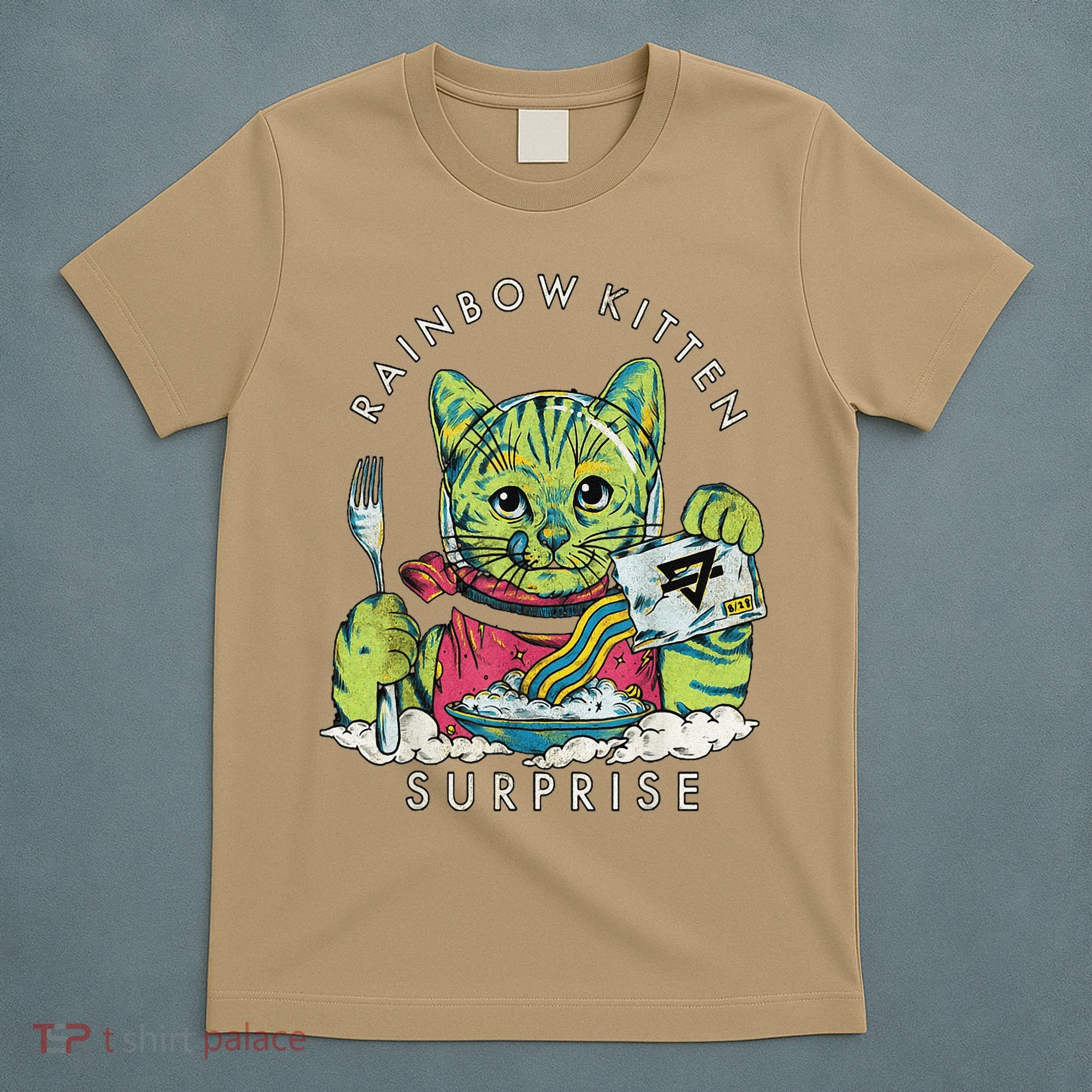 Vintage Rainbow Kitten Surprise Funny Cat Lover T-Shirt