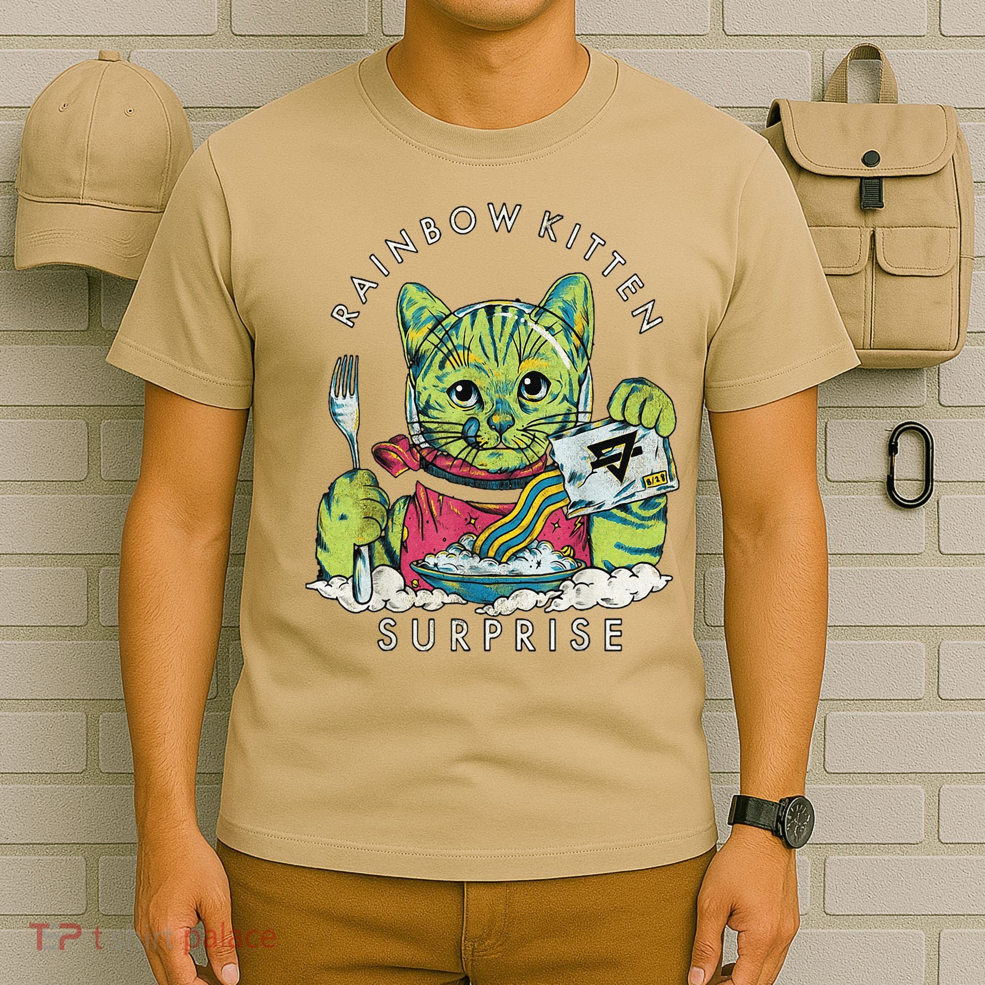 Vintage Rainbow Kitten Surprise Funny Cat Lover T-Shirt
