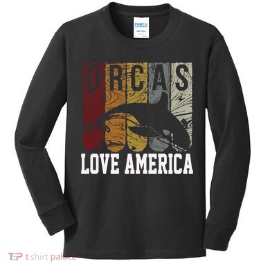 Vintage Retro Leaping Ocra Killer Whale Kids Long Sleeve Shirt
