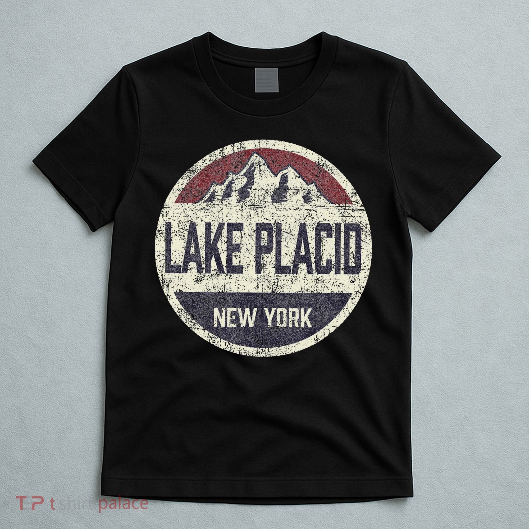 Vintage Retro Lake Placid New York Mountain Circle Ski T-Shirt