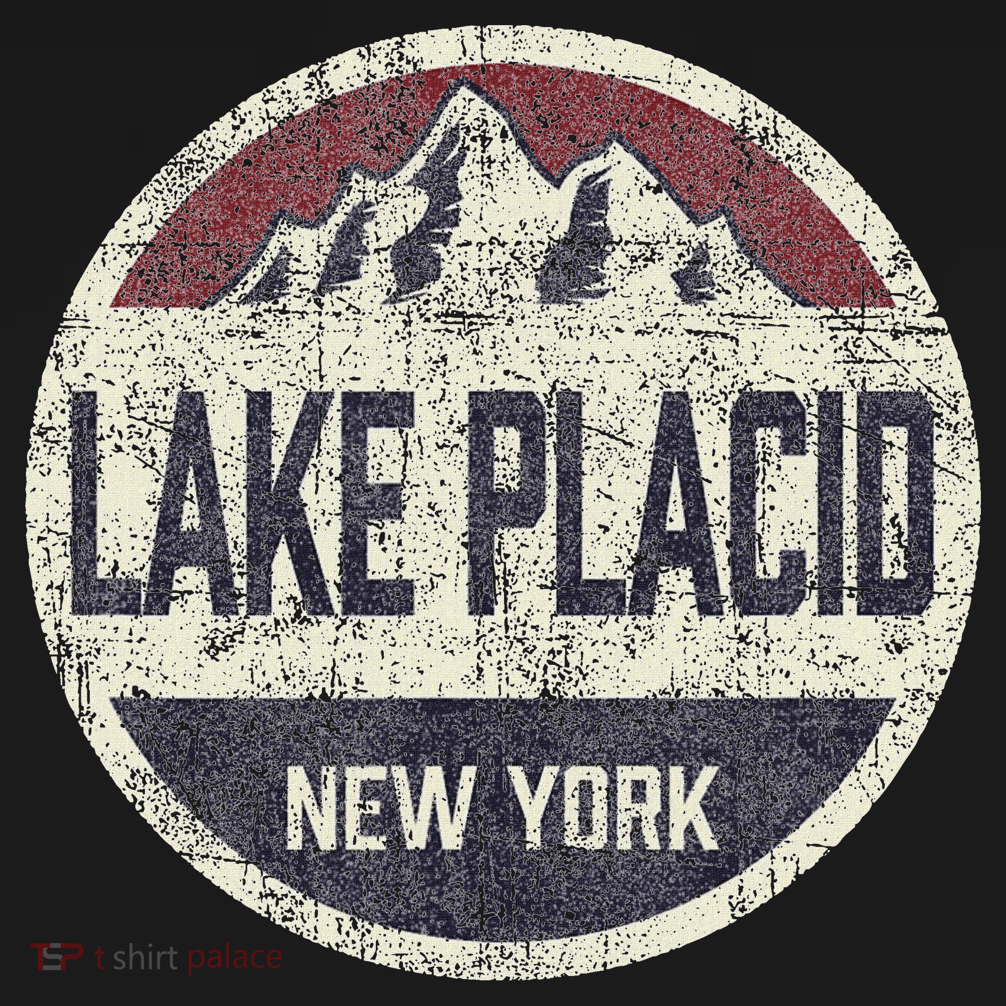 Vintage Retro Lake Placid New York Mountain Circle Ski T-Shirt