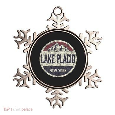 Vintage Retro Lake Placid New York Mountain Circle Ski Ornament