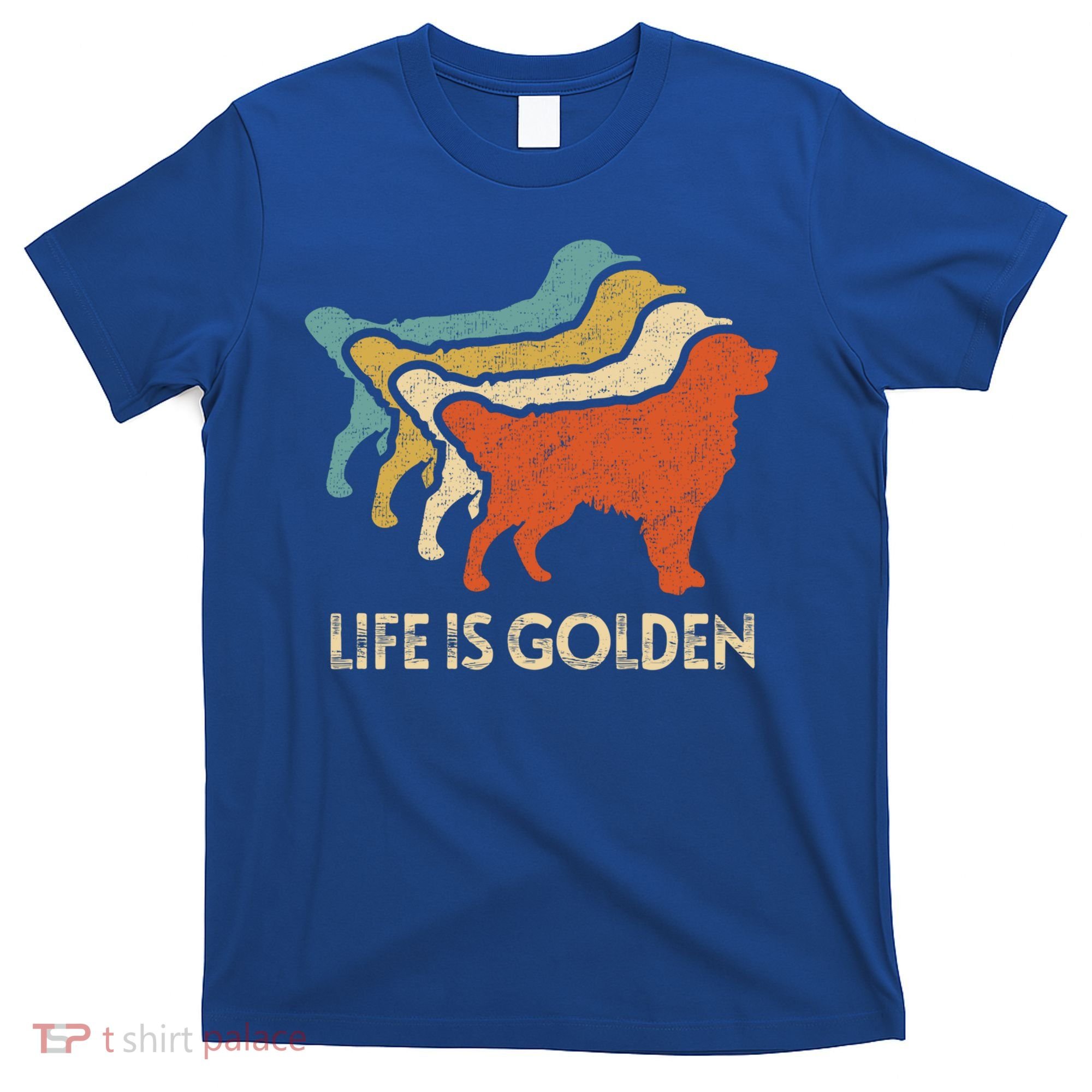Vintage Retro Life Is Golden Retriever Dog Distressed Funny Meaningful Gift T-Shirt