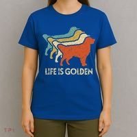 Vintage Retro Life Is Golden Retriever Dog Distressed Funny Meaningful Gift T-Shirt thumb 4