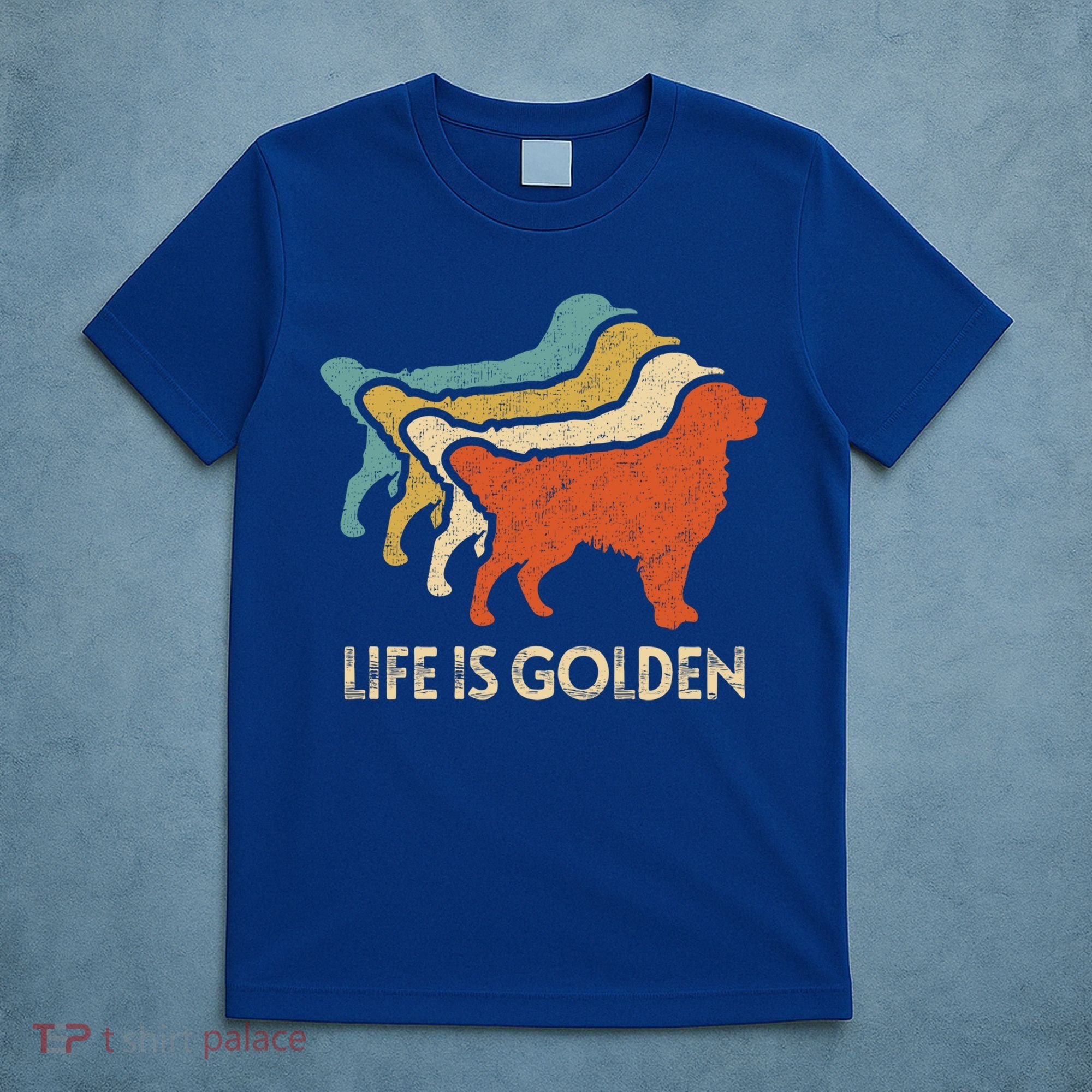 Vintage Retro Life Is Golden Retriever Dog Distressed Funny Meaningful Gift T-Shirt