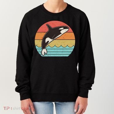 Vintage Retro Leaping Ocra Killer Whale Women's Sweatshirt