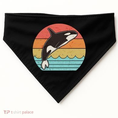 Vintage Retro Leaping Ocra Killer Whale USA-Made Doggie Bandana