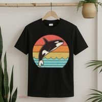 Vintage Retro Leaping Ocra Killer Whale T-Shirt thumb 2
