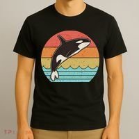 Vintage Retro Leaping Ocra Killer Whale T-Shirt thumb 3