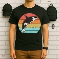 Vintage Retro Leaping Ocra Killer Whale T-Shirt thumb 6