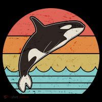 Vintage Retro Leaping Ocra Killer Whale T-Shirt thumb 7
