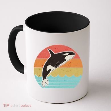 Vintage Retro Leaping Ocra Killer Whale Coffee Mug
