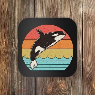 Vintage Retro Leaping Ocra Killer Whale Coaster