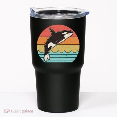 Vintage Retro Leaping Ocra Killer Whale Tumbler