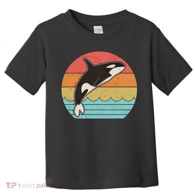 Vintage Retro Leaping Ocra Killer Whale Toddler T-Shirt