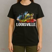 Vintage Retro Louisville Kentucky Skyline Gift T-Shirt thumb 4