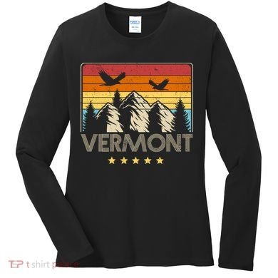 Vermont Retro Mountain Eagle Women's Long Sleeve Shirt