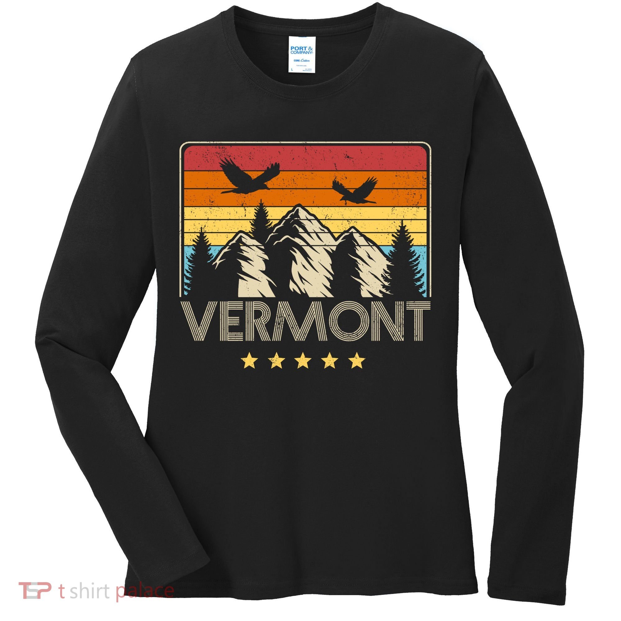 Vermont Retro Mountain Eagle Women's Long Sleeve Shirt