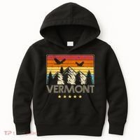 Vermont Retro Mountain Eagle Kids Hoodie thumb 0