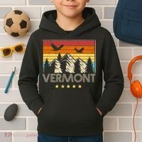 Vermont Retro Mountain Eagle Kids Hoodie thumb 2