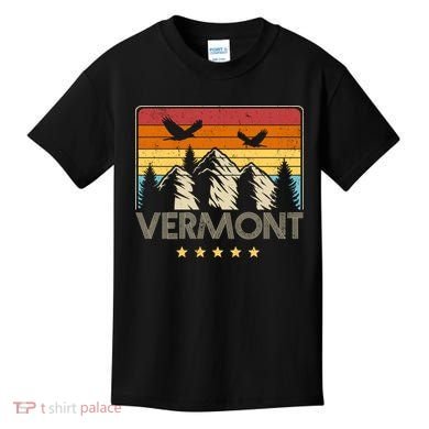 Vermont Retro Mountain Eagle Kids T-Shirt