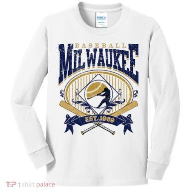 Vintage Retro Milwaukee Baseball Kids Long Sleeve Shirt